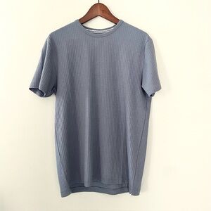 Textured Waffle Knit Men’s Tee Blue Cotton Blend French Connection, size M